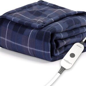 Sunbeam Royal Ultra Rodeen Blue Plaid Heated Personal Throw / Blanket, Cozy-Warm